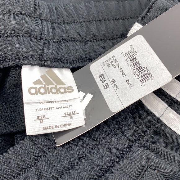 NWT Adidas Boys' Iconic Snap Pants Black Size M - Picture 4 of 6